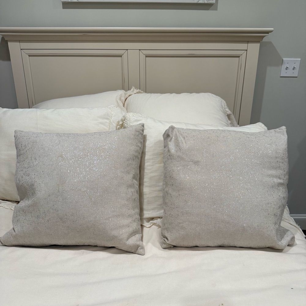 Set of Two Sparkly Silver Throw Pillows